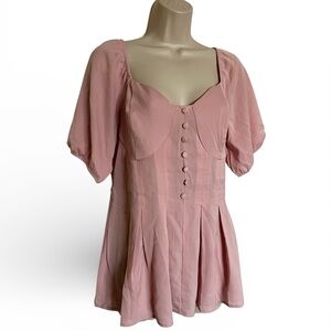 NWT Bloomchic Romantic Blush Pink Peplum Blouse Size US 10